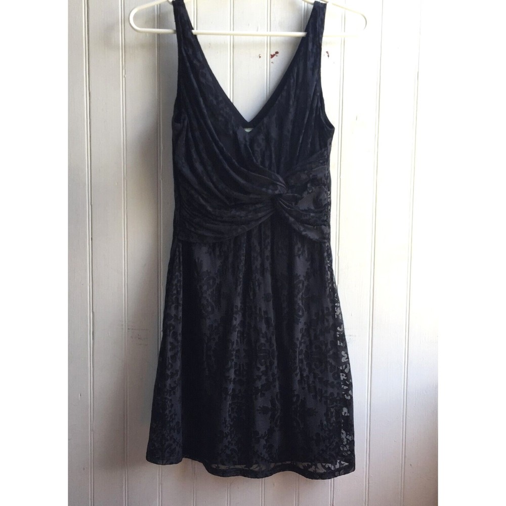 Y2K Little Black Dress Johnny Martin Burnout Fabric Damask Sleeveless Size Small